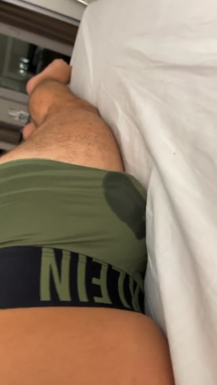 This guy creams underwear with cum while humping bed