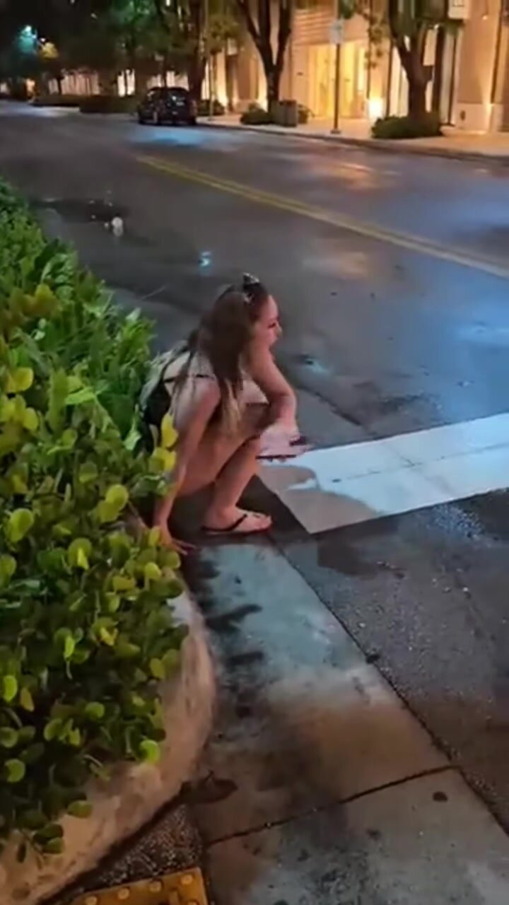 Clip from youtube of woman peeing outside