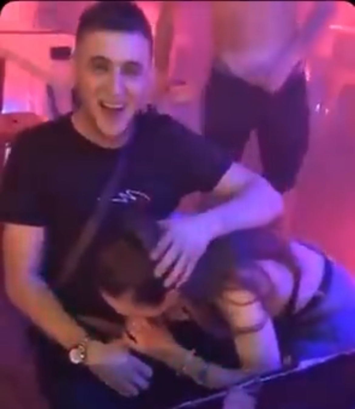 Slut sucking dude’s dick in a club