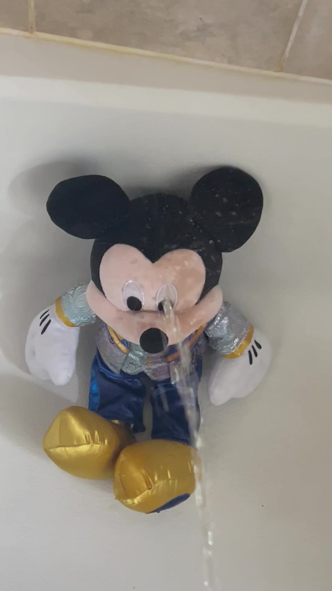 A Fancy Mickey Plush Gets Showered In Piss