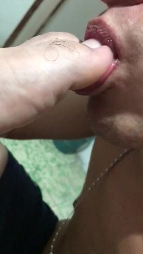 Hot tongue between hairy toes