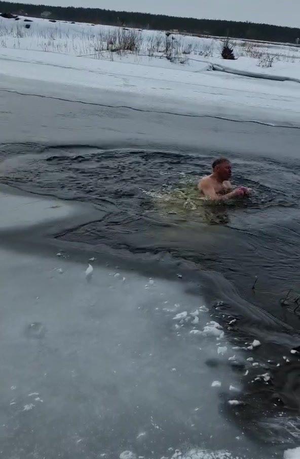 naked guy going for a cold bath
