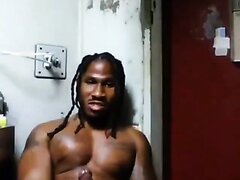 sexy hung black dude beating off in jail