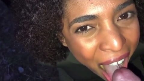 Curly Ebony Cutie Piss Drinker
