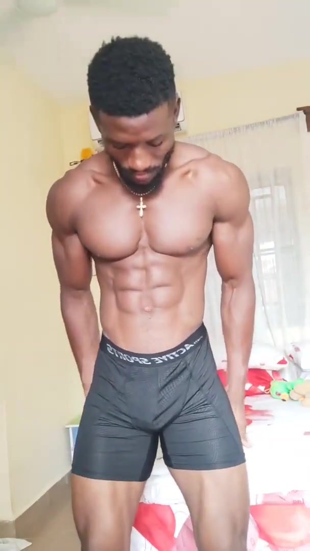 Black african defined muscles