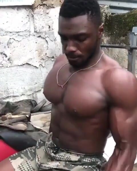 Black African Bodybuilder training