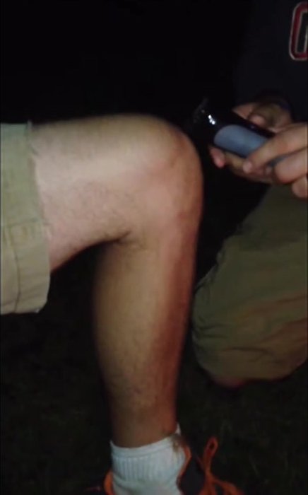 Passed out guy's leg hair shaved by friends