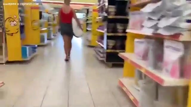 Busty milf shit in the store