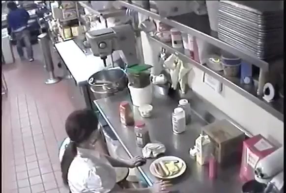 Waitress Uses Hot dog Then Serves To Customer
