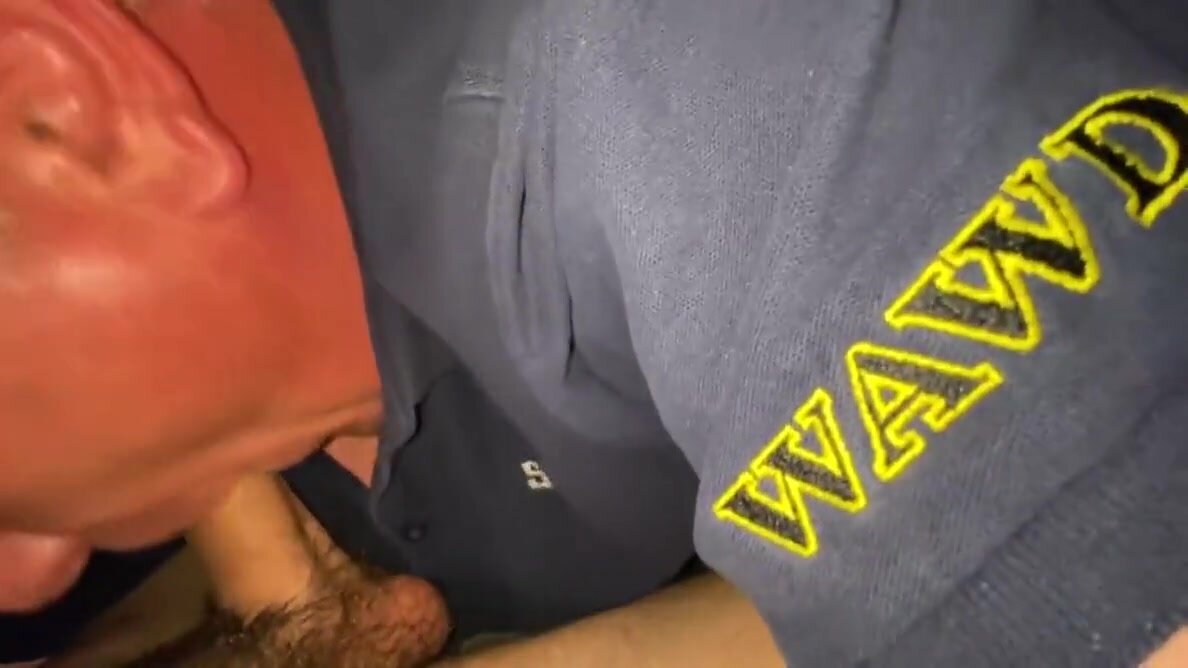 Old Man sucks and swallows a young hairy twink
