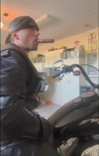 Harley Davidson leather biker smoking compilation