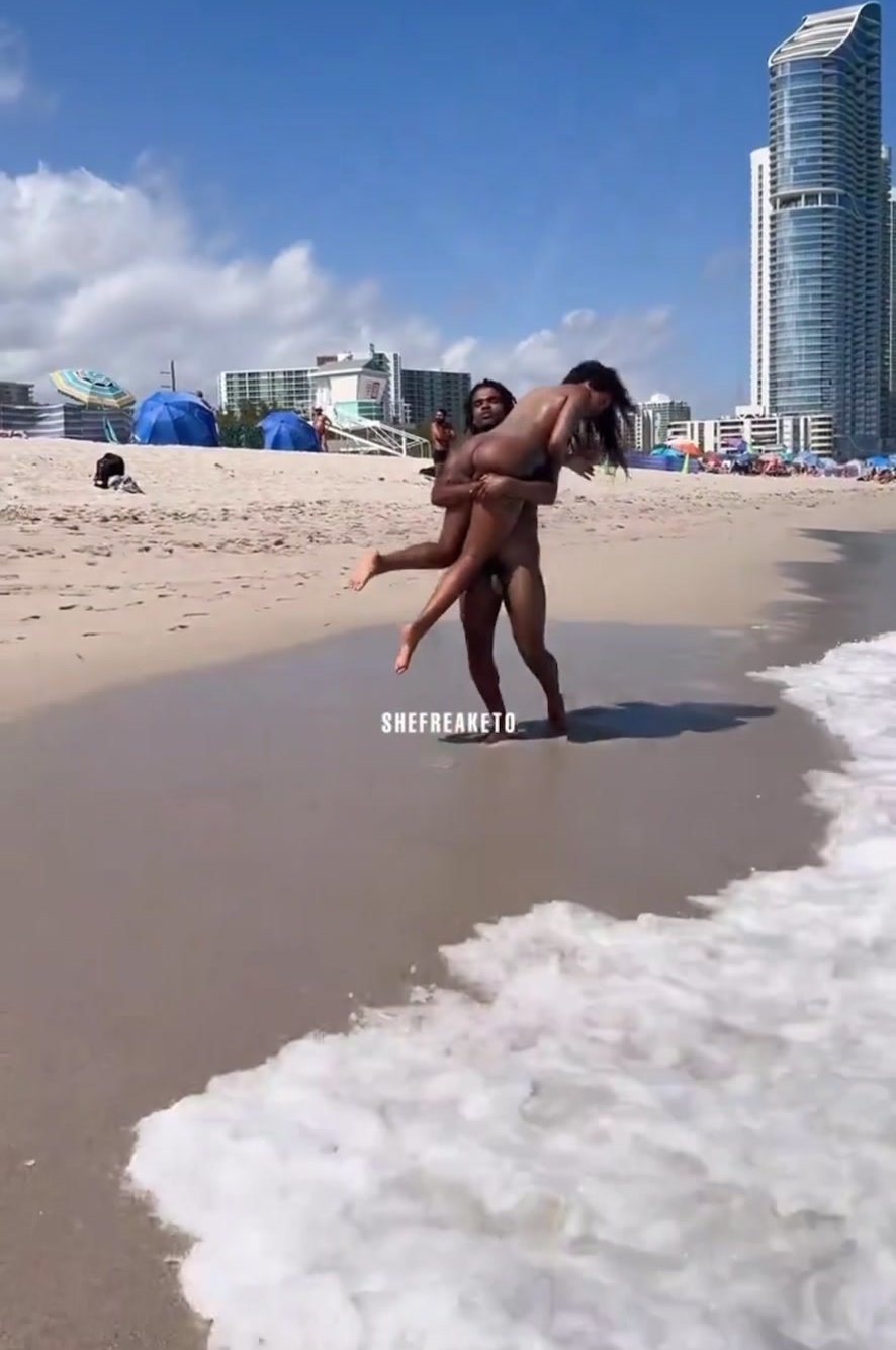Straight guy gets pantsed on nude beach