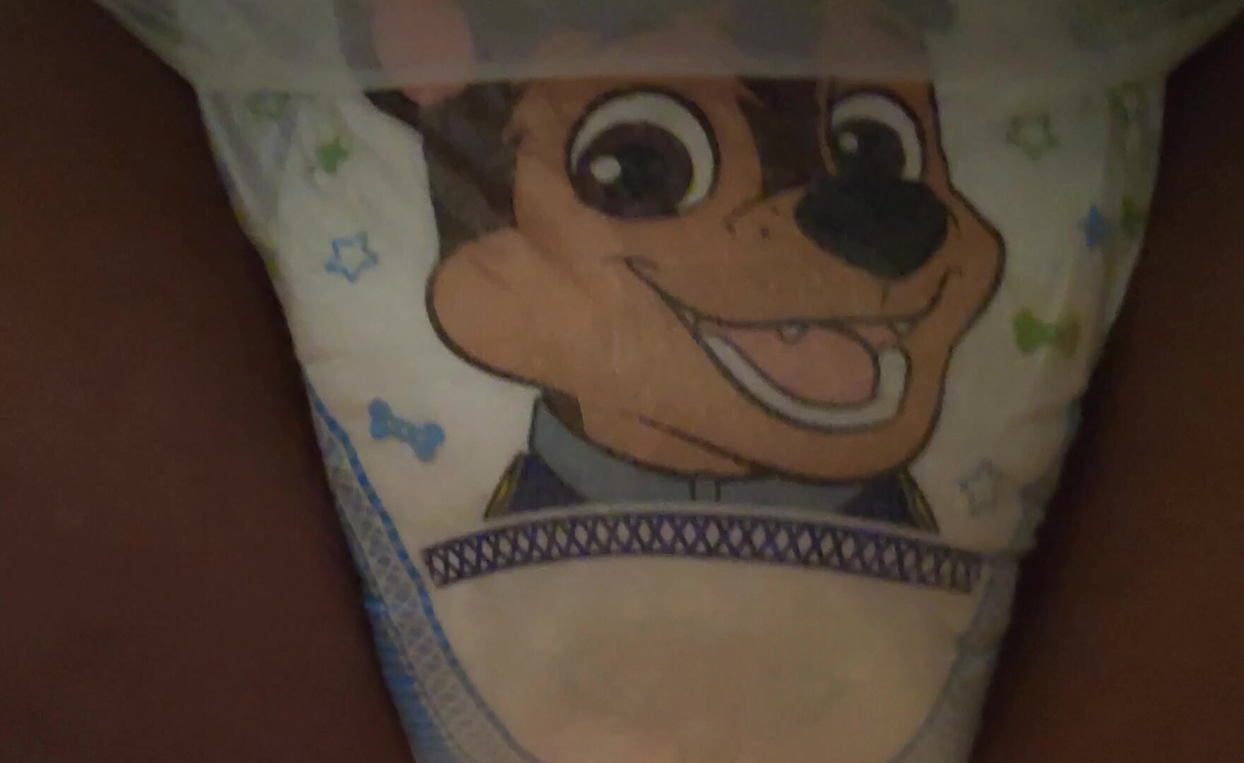 Filling this Super cute Paw patrol diaper with my piss