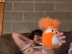 Guy fucks stuffed toy and cums