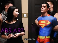 ABS ART - Superman boy in trouble trap gutpunch