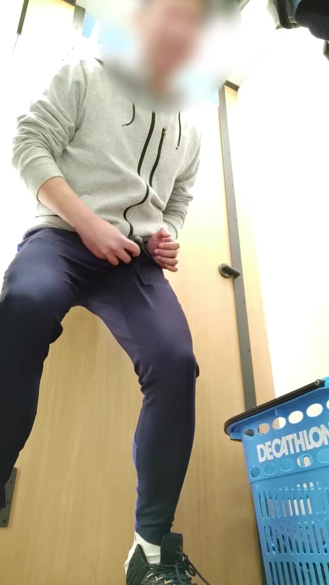 Cum with drakblue football trackies in fitting room
