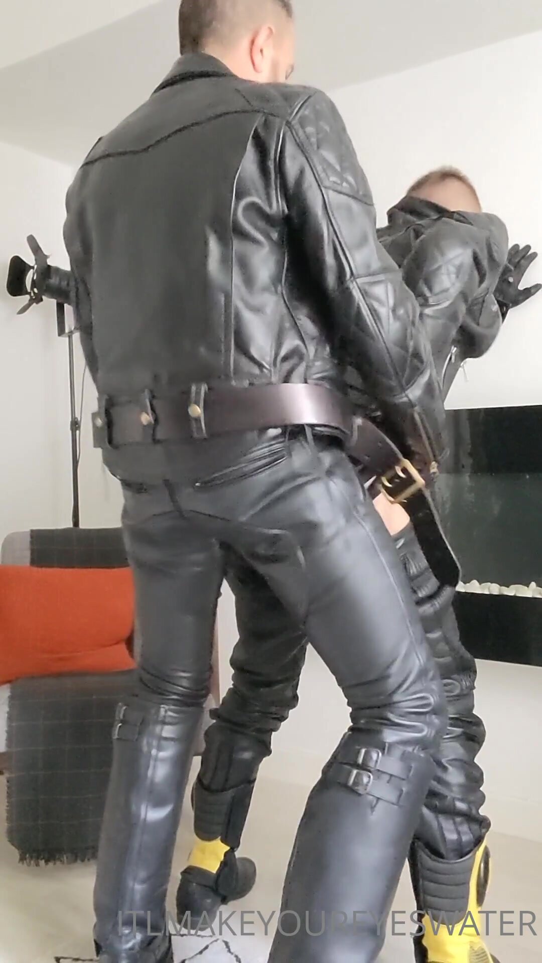 Leather master fucks biker boy
