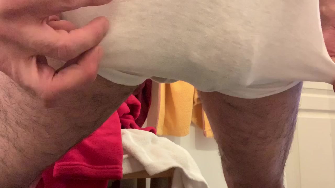 Huge panty poop in white underwear