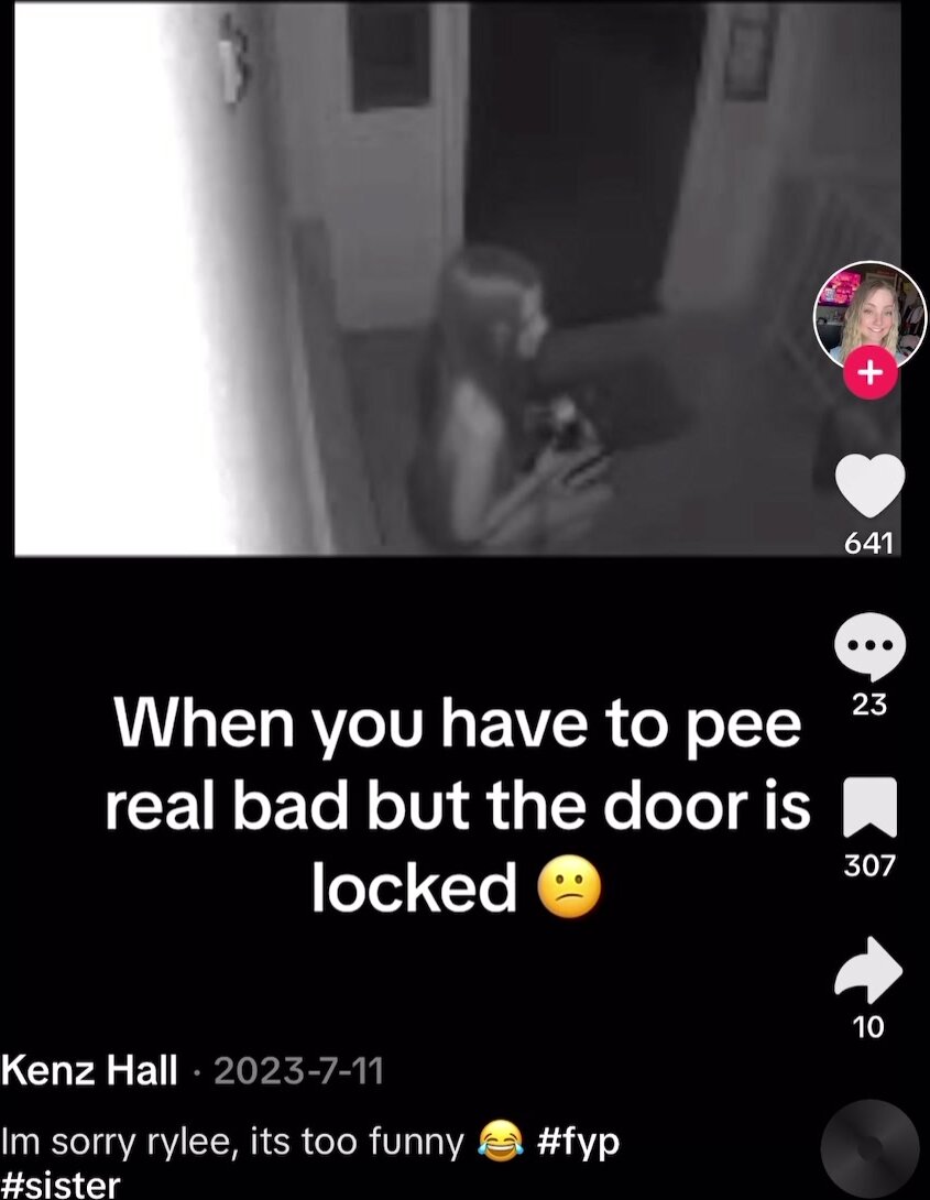 Girl locked out desperate to pee