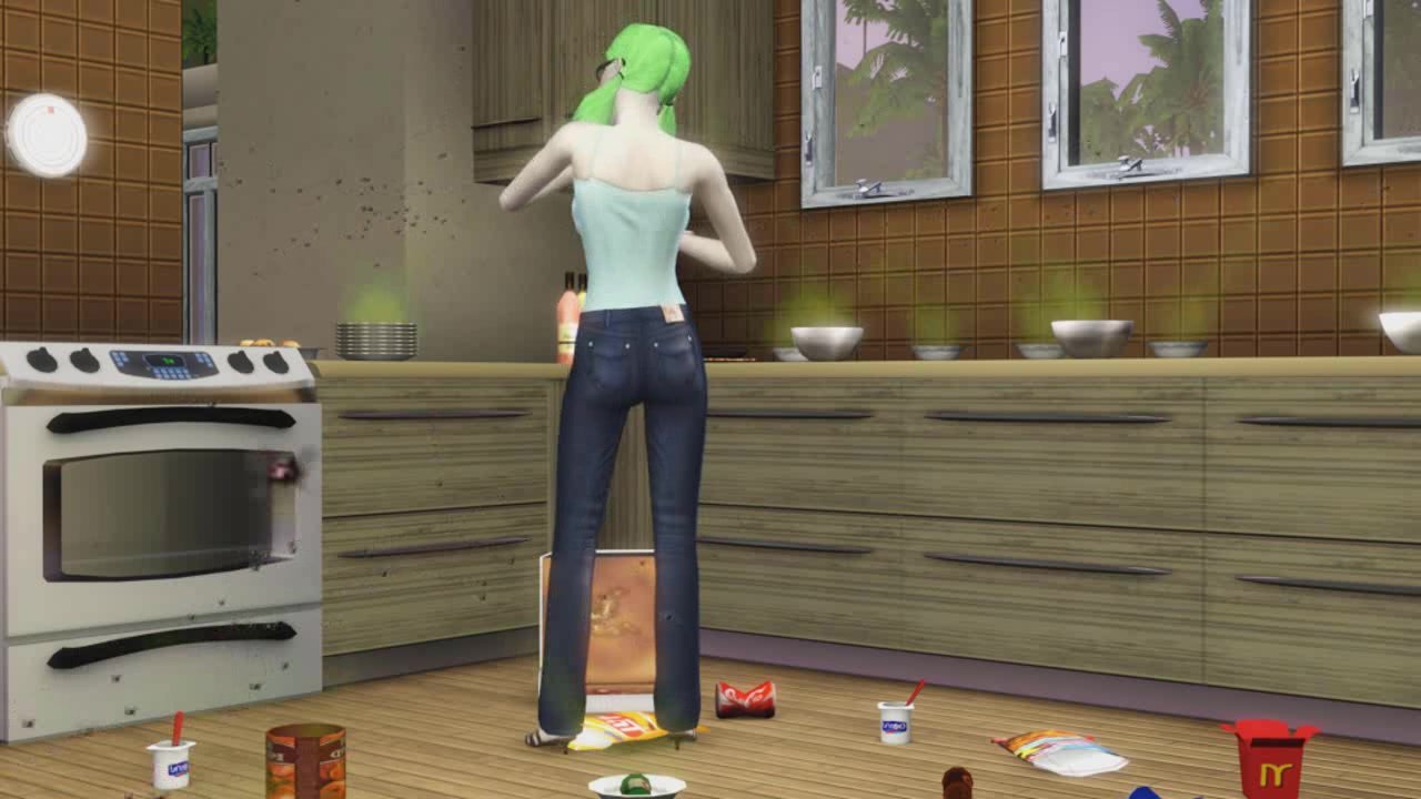 Sims 3 - Catherine eats and puke