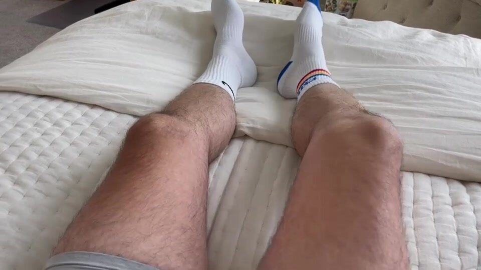 Mismatched socks and hard cock
