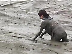 Japanese girl in mud - video 4