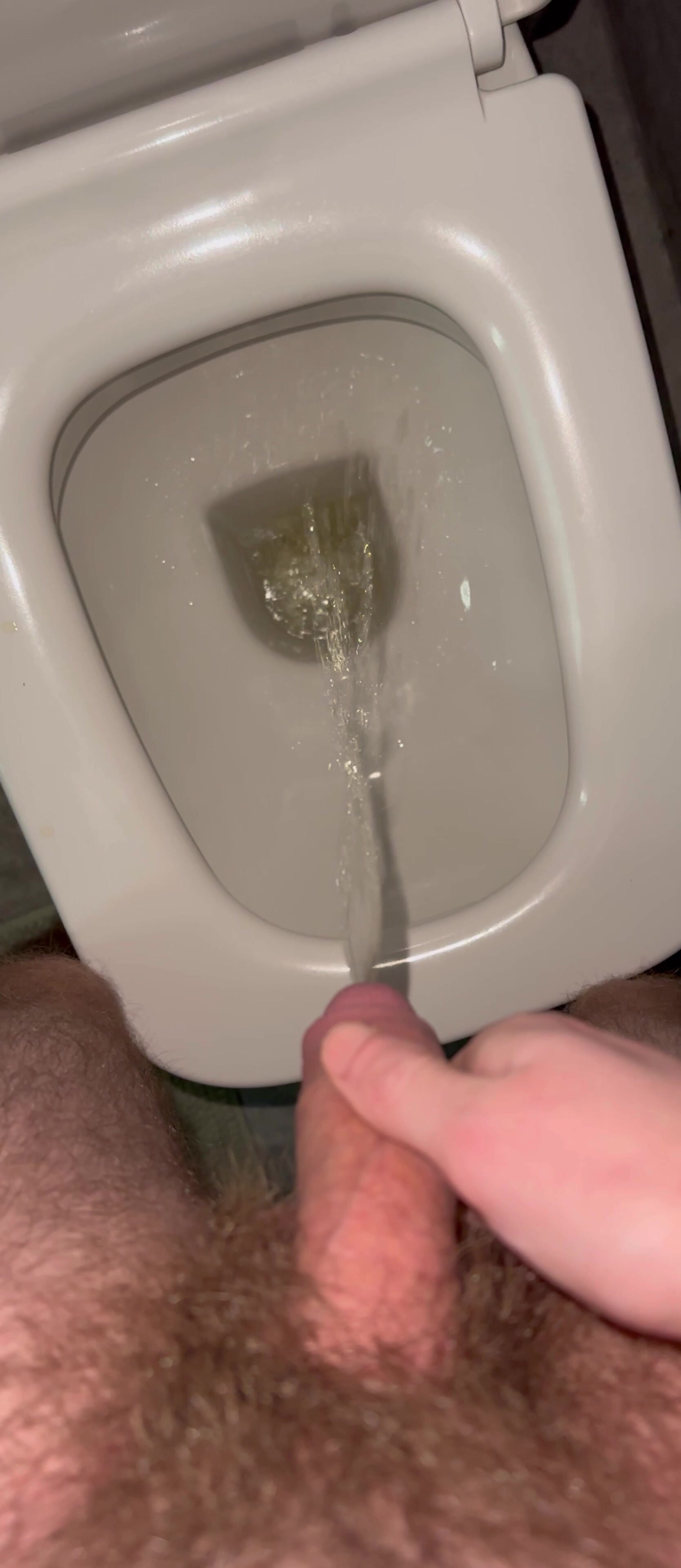 Urgent piss after wank with big fart