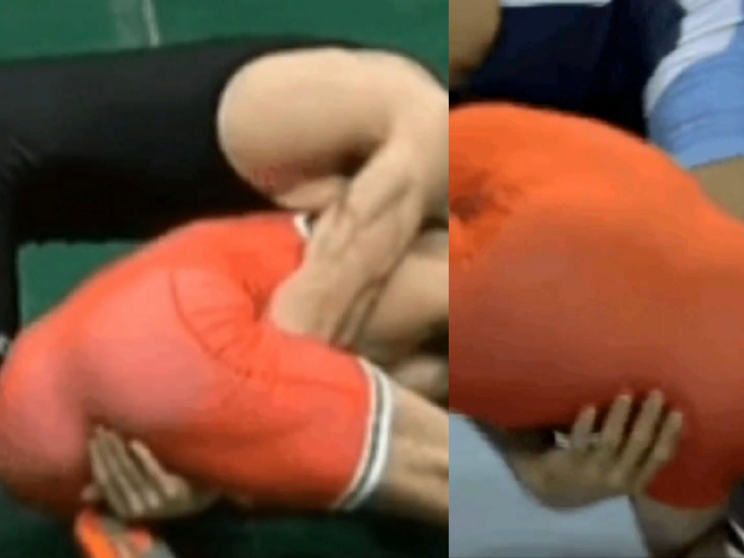 Wrestlers wandering hands