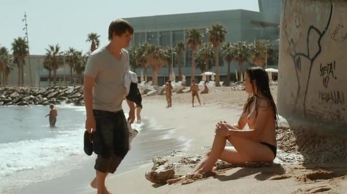topless girl in Spanish beach