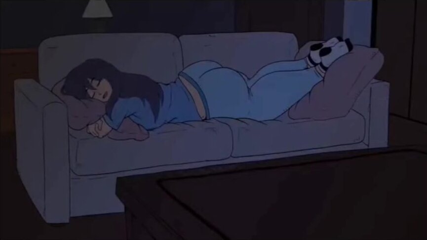 Sleeping girl fart animated