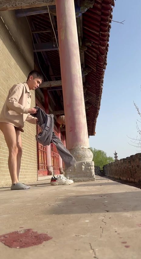 Asian caught wanking naked