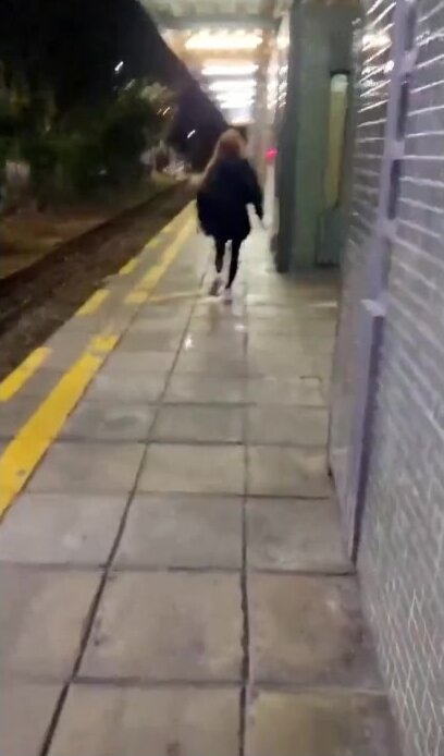 White Girl Pee Desperation At Station