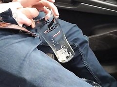 cute boy pissing in the car