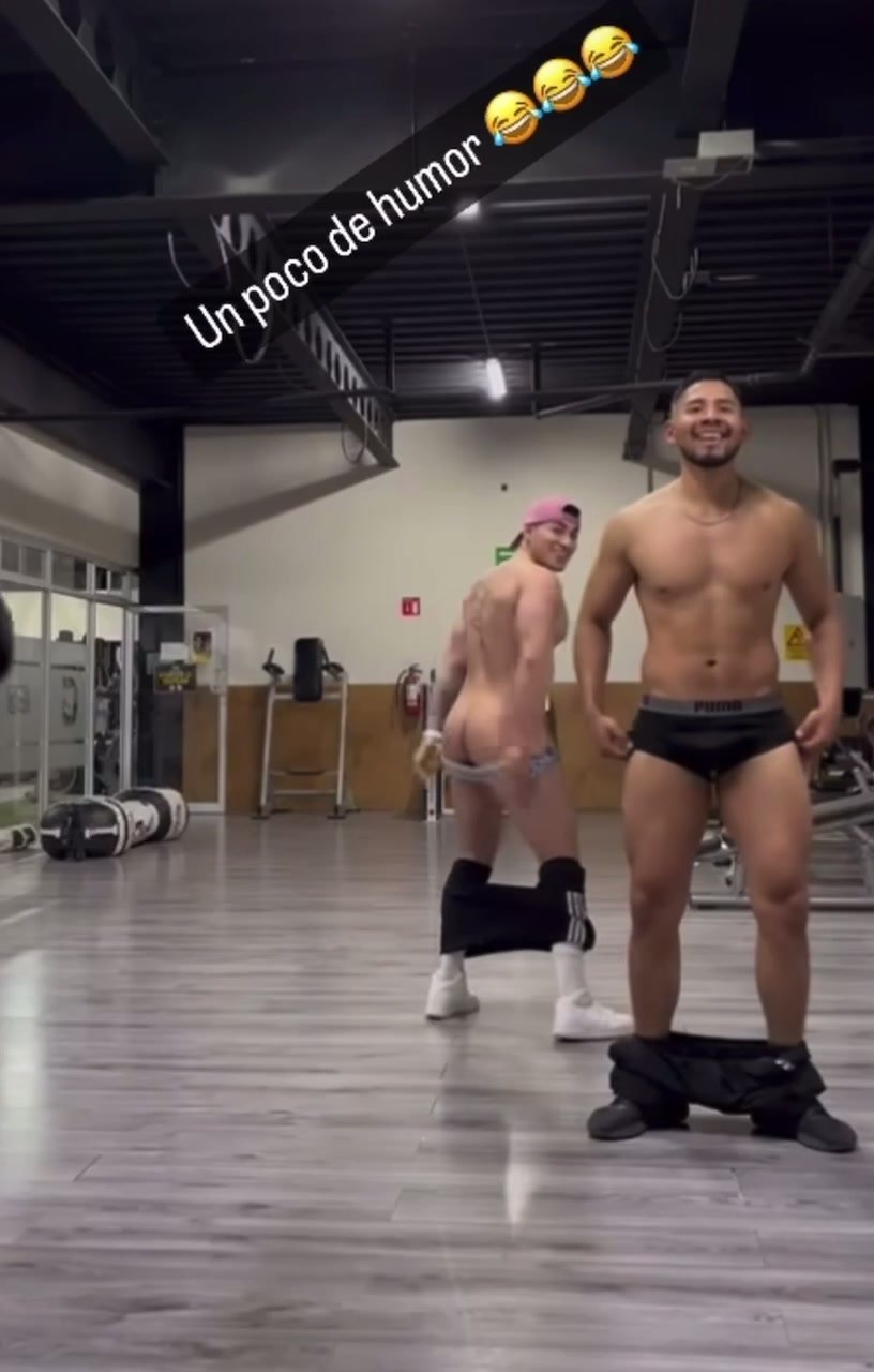 Latin stripper messing around in gym