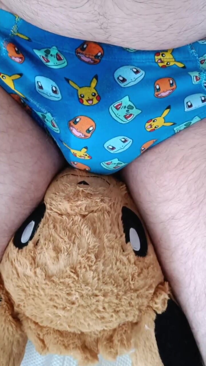 Pissing my undies while sitting on my eevee plush