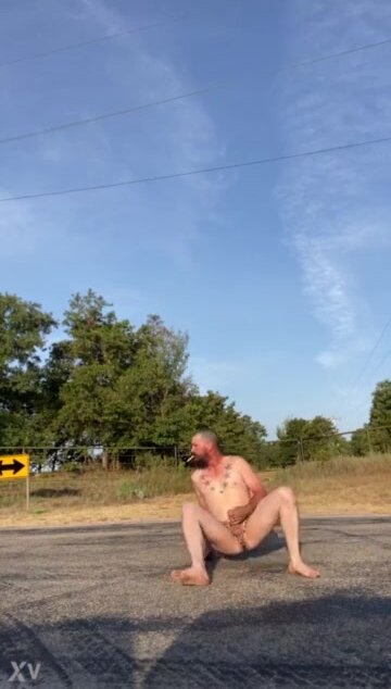 Slave Johny dared to wear panties in the street again