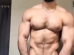 Arab hunk showing off his thick cock (no sound)