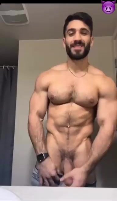 Arab hunk showing off his thick cock (no sound)