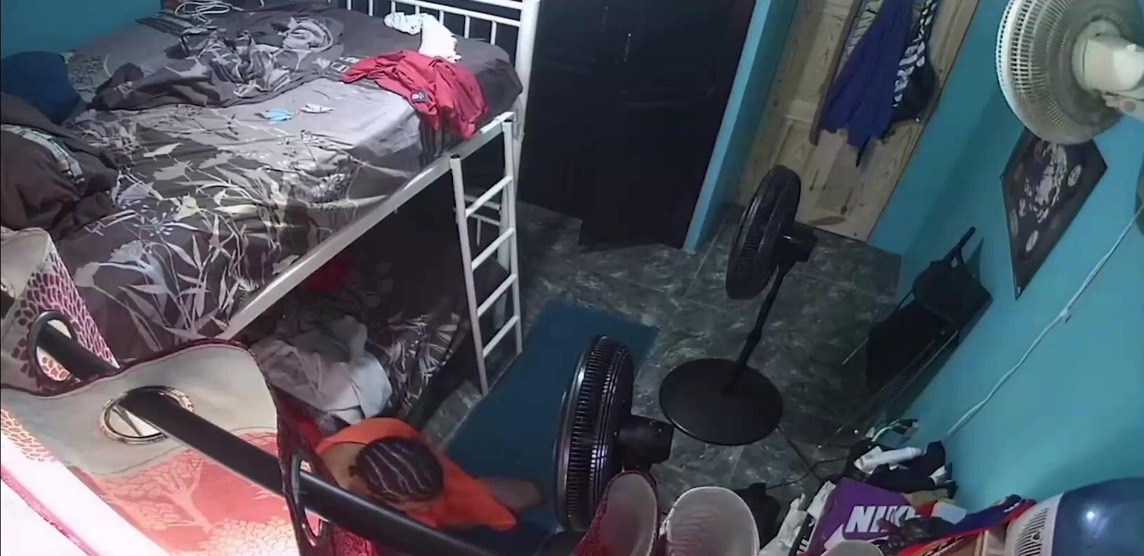 Spy - Black Guy jerking off in his bedroom on ipcam