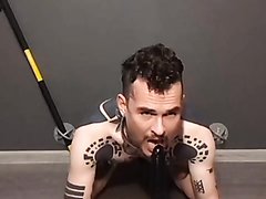 faggot deepthroating a dildo