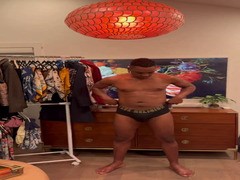 sexy black dude flashing big floppy cock