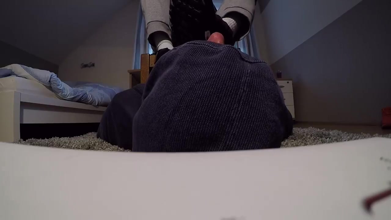 Slave forced to lick sneakers and feet