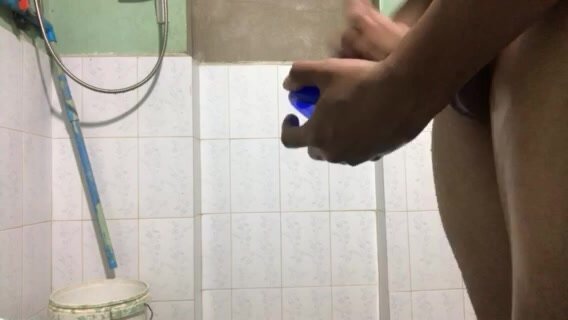 Asian Boy Showering  and cum shot