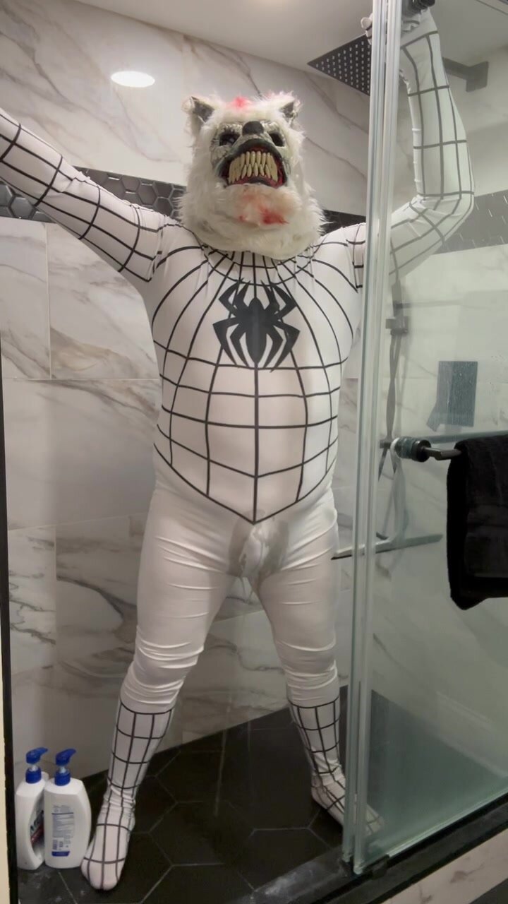 soaking a white spiderman suit