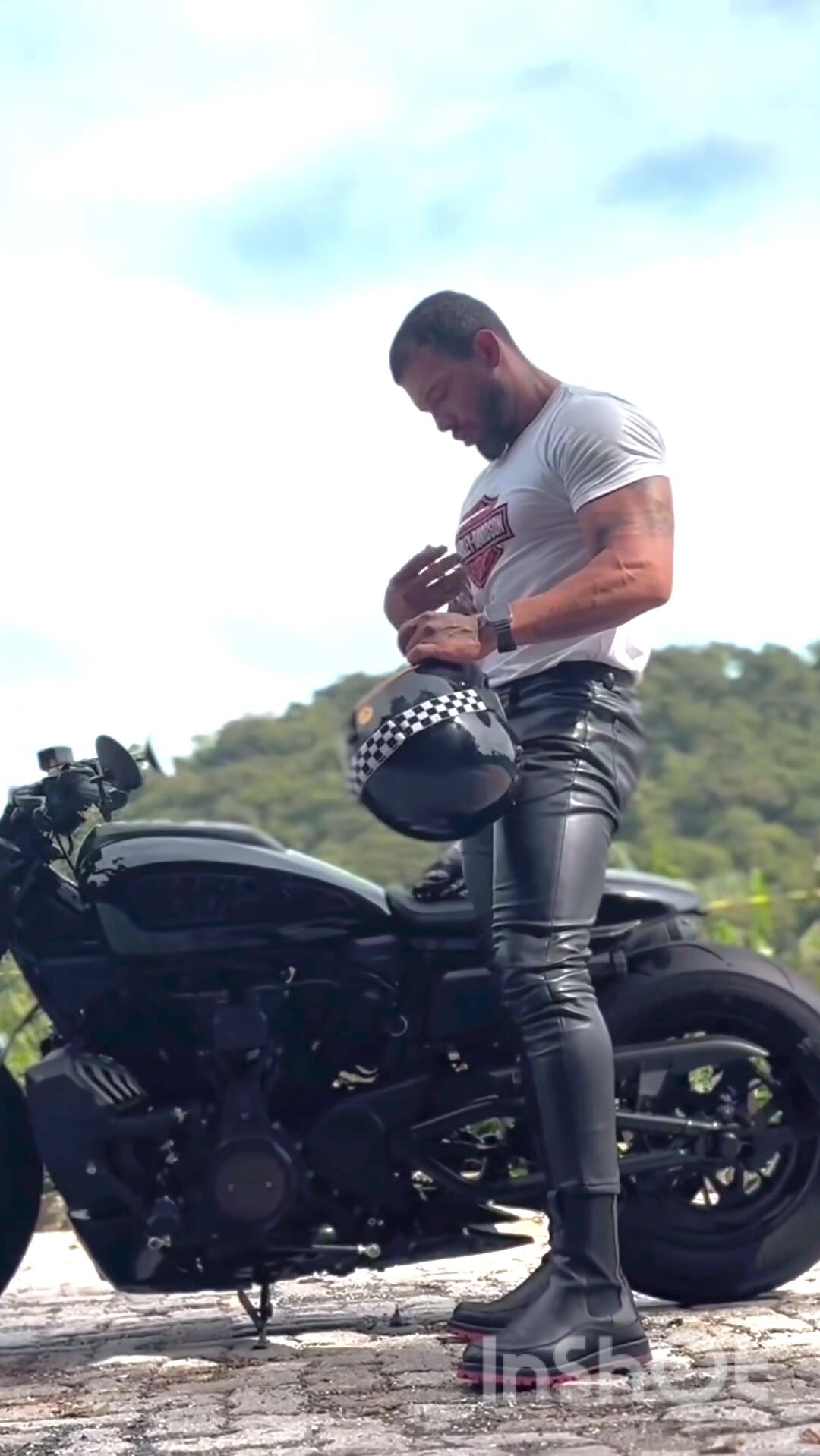 Sexy leather biker