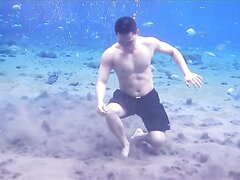 Guy Underwater Action