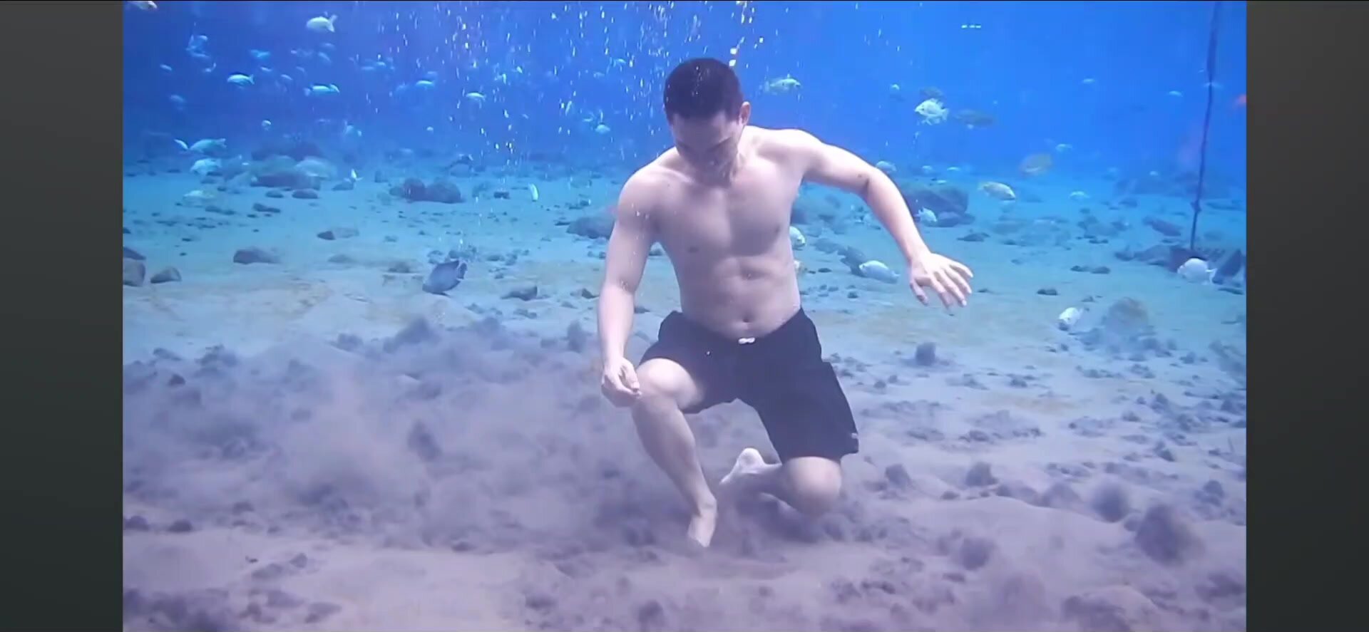 Guy Underwater Action
