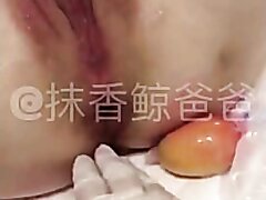 Chinese girl ass fisting, egg laying, anal dilation