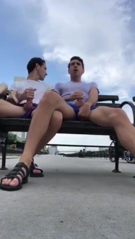 2 buddies on a park bench