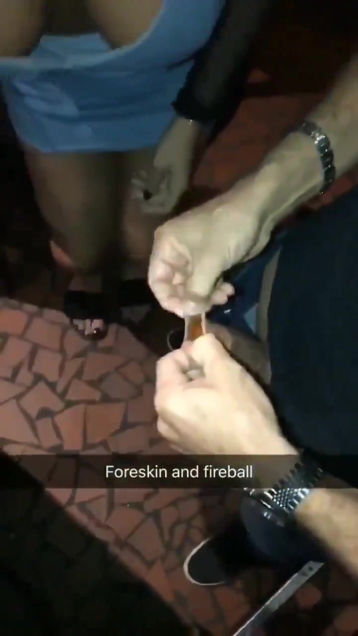Bizarre: girl takes shot (alcohol) from guys foreskin